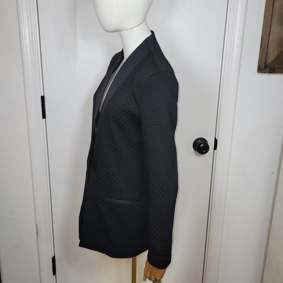Banana Republic Black Jacquard Long Line Tuxedo Blazer Size 0 - Picture 6 of 11